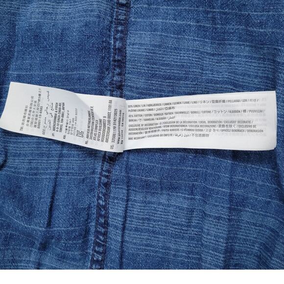 Hollister Women’s Small Blue Striped Linen Cotton Chambray Shirt Gorpcore Preppy - Picture 7 of 10